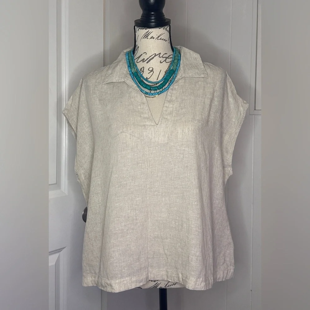 Old Navy Cream Linen Women's Blouse - Picture 2 of 6